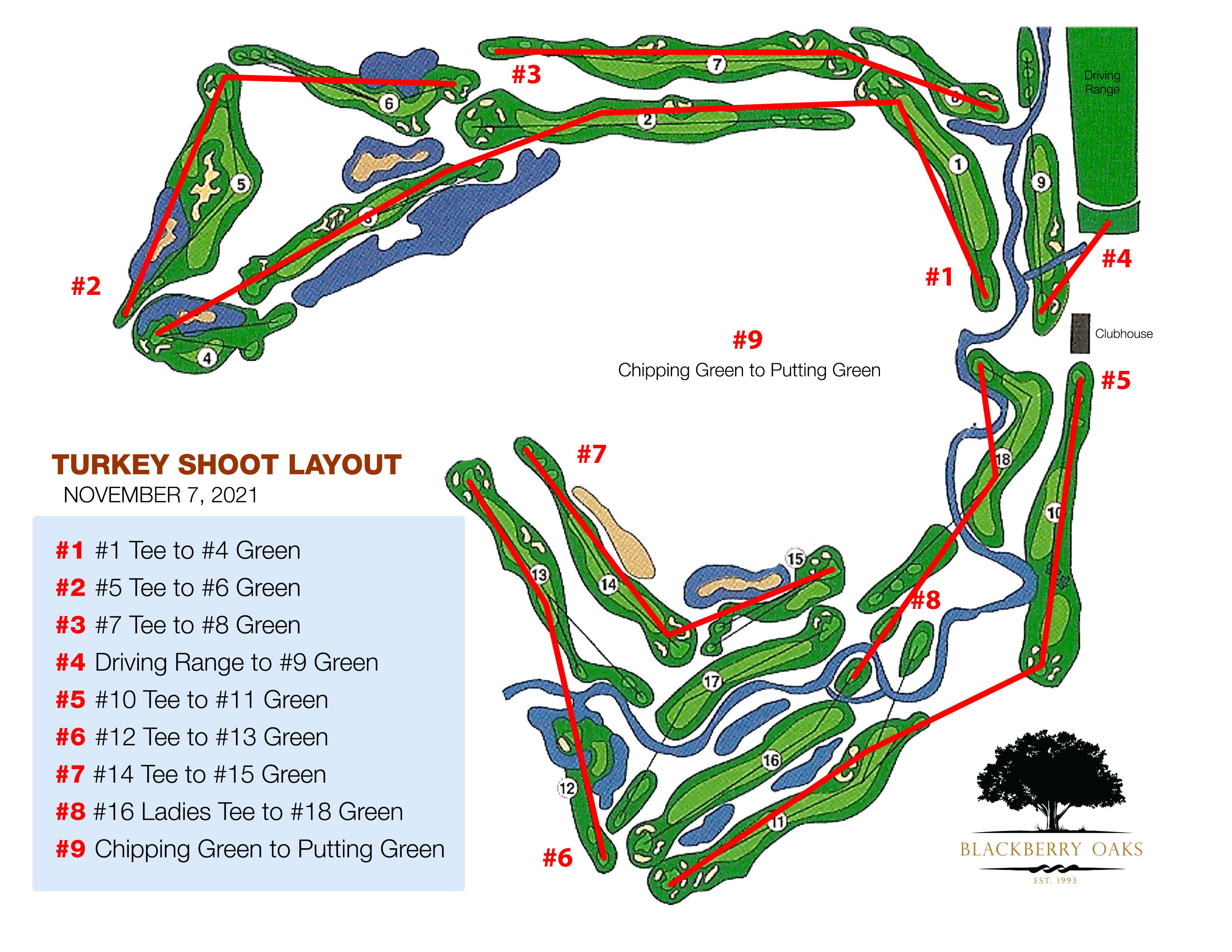 Blackberry Oaks Golf Course - Turkey Shoot event map